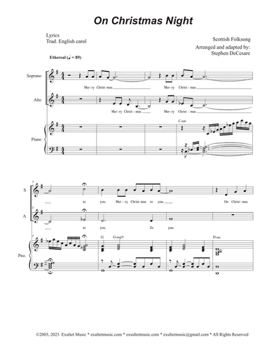 On Christmas Night (Duet for Soprano and Alto solo)