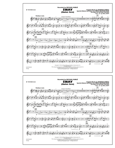 Sway (Quien Sera) - Bb Tenor Sax