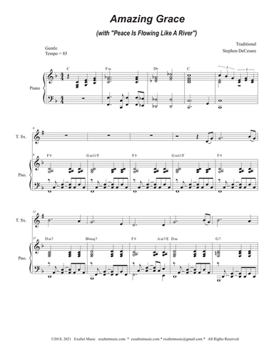 Amazing Grace (with "Peace Is Flowing Like A River") (Tenor Saxophone and Piano)
