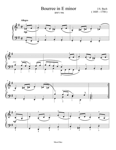 Bach Bourree in E minor BWV 996