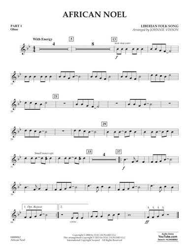 African Noel (arr. Johnnie Vinson) - Pt.1 - Oboe