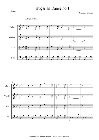 Hungarian Dances No.1 in G minor, Allegro molto