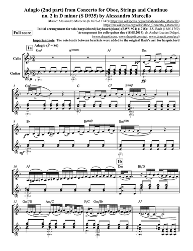 Marcello (Alessandro) - Adagio (2nd part) from Concerto for Oboe, Strings and Continuo no. 2 in D mi