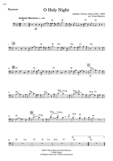 O Holy Night - Bassoon Solo - W/Chords