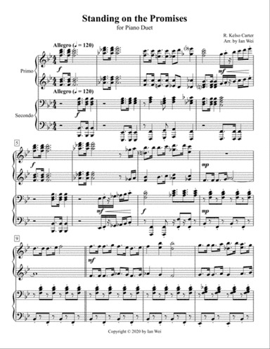 Standing on the Promises for Piano Duet