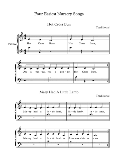 Four Easiest Nursery Songs