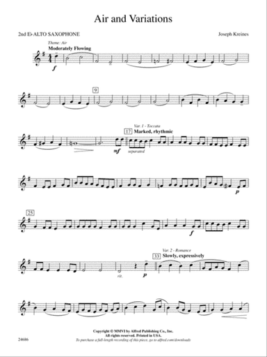 Air and Variations: 2nd E-flat Alto Saxophone