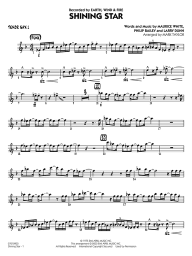 Shining Star (arr. Mark Taylor) - Tenor Sax 1