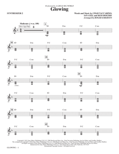 Glowing (arr. Roger Emerson) - Synthesizer II