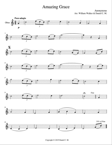 Amazing Grace for oboe and piano