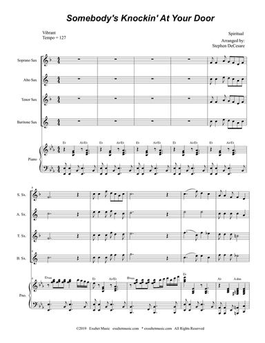 Somebody's Knockin' At Your Door (Saxophone Quartet and Piano)