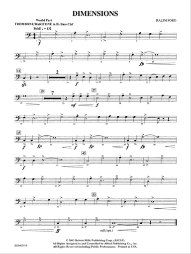 Dimensions: WP 1st B-flat Trombone B.C.