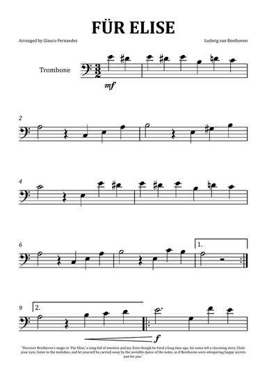 Für Elise by Beethoven - Trombone Solo