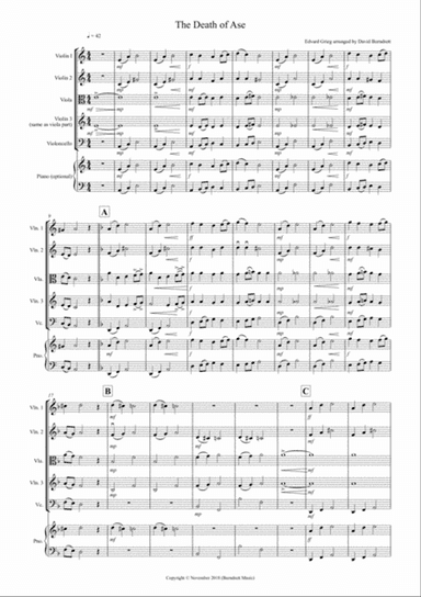 The Death of Ase (from Peer Gynt) for String Quartet