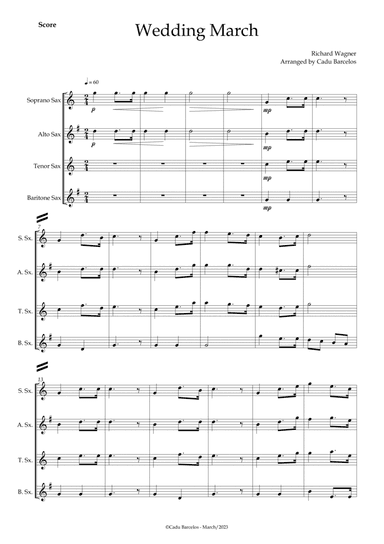 Wedding March (Wagner) Saxophone Quartet