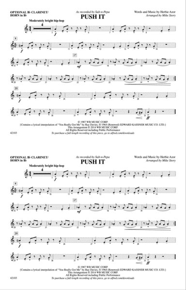 Push It: Optional Bb Clarinet/Horn in Bb