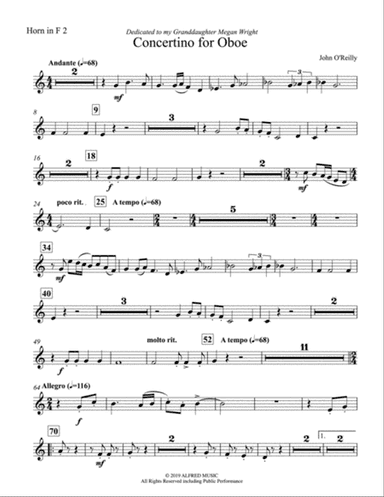 Concertino for Oboe: 2nd Horn in F