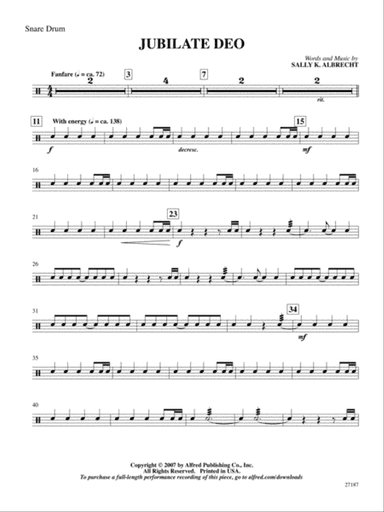 Jubilate Deo: Snare Drum
