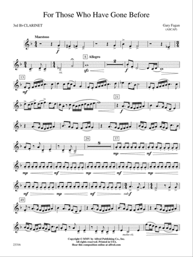 For Those Who Have Gone Before: 3rd B-flat Clarinet