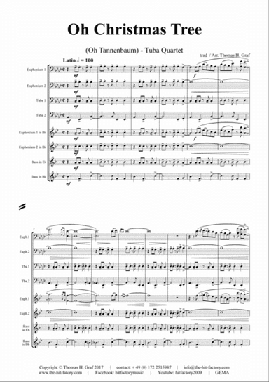 Oh Christmas tree - Latin - (Oh Tannenbaum) - Low Brass Quartet/Tuba Quartet
