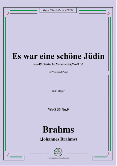 Brahms-Es war eine schöne Jüdin,WoO 33 No.9,in F Major,for Voice&Piano