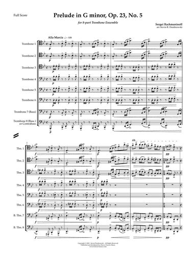 Prelude in G minor Op. 23 No. 5 for 8-part Trombone Ensemble