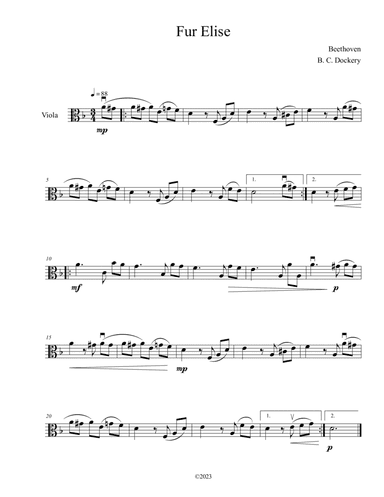 Fur Elise (Viola Solo)