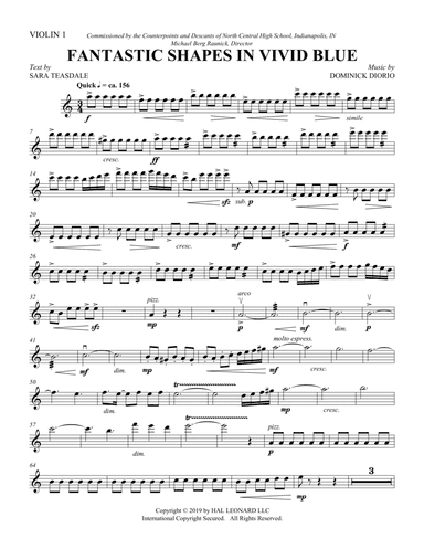 Fantastic Shapes in Vivid Blue - Violin 1