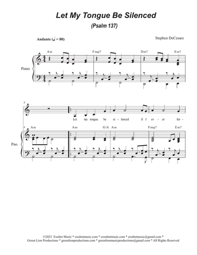 Let My Tongue Be Silenced (Psalm 137) (Vocal Solo)