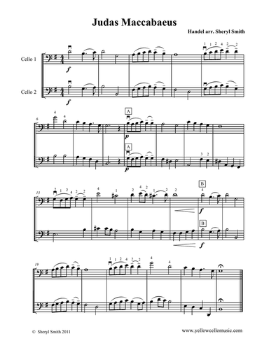 Theme from Judas Maccabaeus for Two Cellos (cello duet)