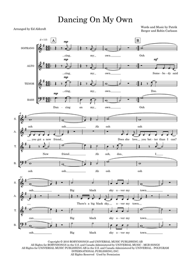 Dancing On My Own (arr. Ed Aldcroft)