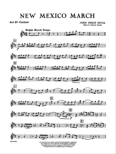 New Mexico March: 3rd B-flat Clarinet