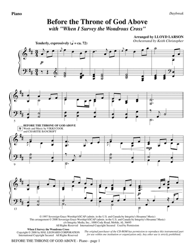 Before The Throne Of God Above (with "When I Survey The Wondrous Cross") - Piano