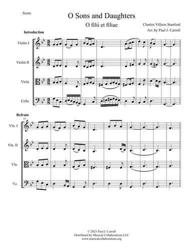 O Sons and Daughters (O filii et filiae) for String Quartet