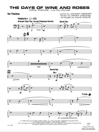 The Days of Wine and Roses: 3rd Trombone
