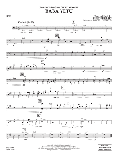 Baba Yetu (from Civilization IV) (arr. Robert Longfield) - Bass