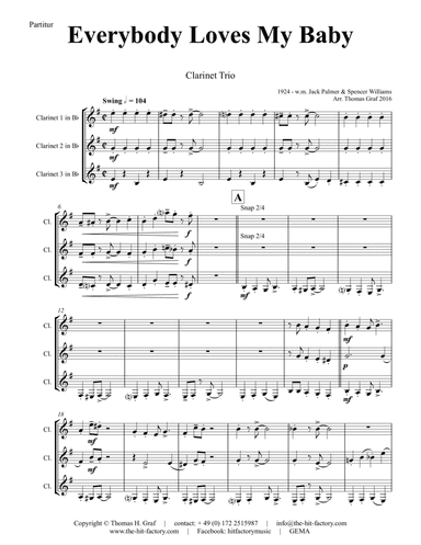 Everybody Loves My Baby - Jazz Classic - Clarinet Trio