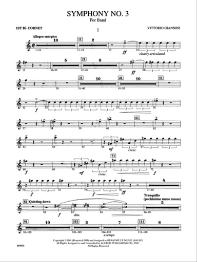 Symphony No. 3 for Band: 1st B-flat Cornet