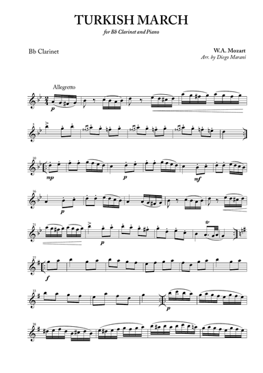 Turkish March for Clarinet and Piano