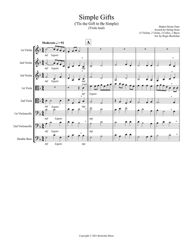 Simple Gifts ('Tis the Gift to Be Simple) (F) (String Octet - 3 Violins, 2 Violas, 2 Cellos, 1 Bass)