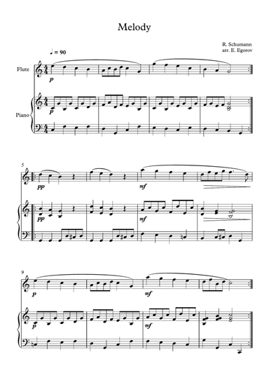 Melody, Robert Schumann, For Flute & Piano