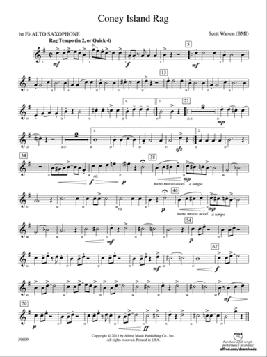 Coney Island Rag: E-flat Alto Saxophone