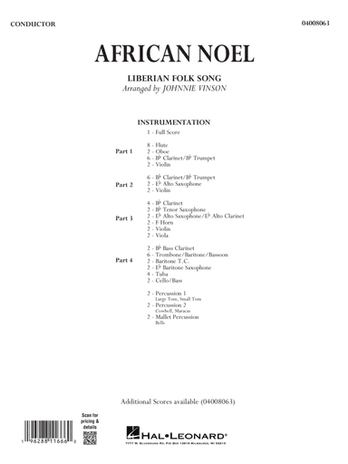 African Noel (arr. Johnnie Vinson) - Conductor Score (Full Score)
