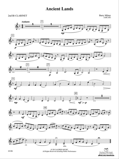 Ancient Lands: 2nd B-flat Clarinet
