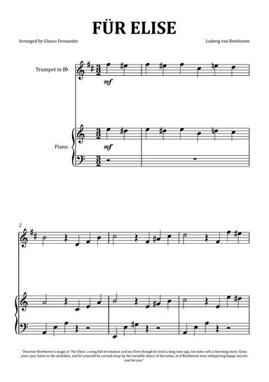 Für Elise by Beethoven - Trumpet and Piano