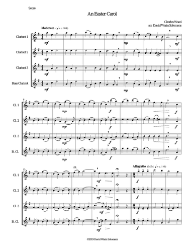 Easter Carol for clarinet quartet