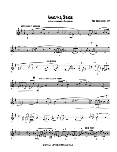 Amazing Grace - Jazzy version for saxophone alone