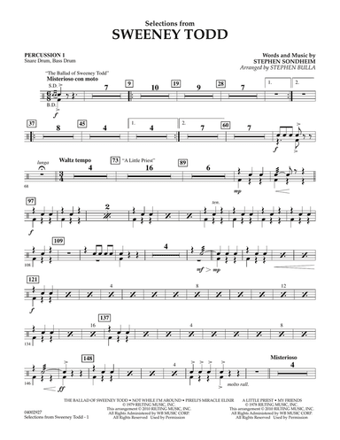 Selections from Sweeney Todd (arr. Stephen Bulla) - Percussion 1