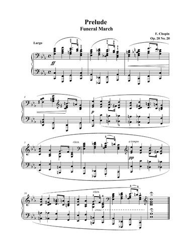 Chopin Prelude Op. 28 No. 20 in C Minor Funeral March Largo
