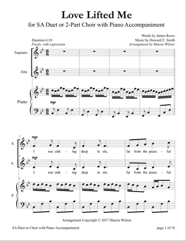 Love Lifted Me (for SA Choir with Piano accompaniment)